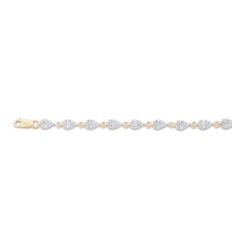 Baguette & Round-Cut Diamond Teardrop Link Bracelet 1 ct tw 10K Yellow Gold 7.5&quot;