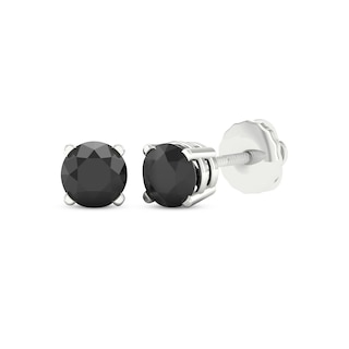 Men's Black Diamond Stud Earrings 1/4 ct tw Round Gold Ion-Plated Stainless  Steel