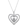 Thumbnail Image 1 of Multi-Diamond Double Heart Necklace 1/4 ct tw 10K White Gold 18&quot;