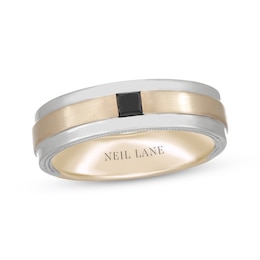 Neil Lane Men's Square-Cut Black Diamond Wedding Band 1/4 ct tw 14K Two-Tone Gold