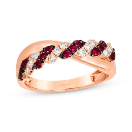 Le Vian Ruby & Diamond Twist Ring 1/5 ct tw 14K Strawberry Gold