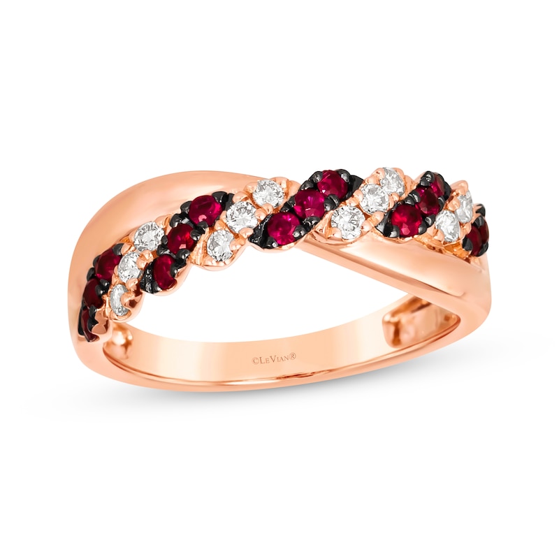 Main Image 1 of Le Vian Ruby & Diamond Twist Ring 1/5 ct tw 14K Strawberry Gold