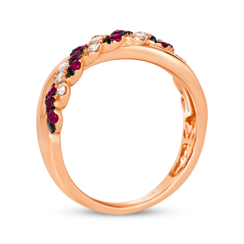 Main Image 3 of Le Vian Ruby & Diamond Twist Ring 1/5 ct tw 14K Strawberry Gold