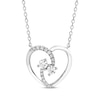 Thumbnail Image 1 of Diamond Two-Stone Heart Necklace 1/3 ct tw Sterling Silver 18&quot;