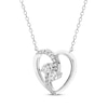 Thumbnail Image 2 of Diamond Two-Stone Heart Necklace 1/3 ct tw Sterling Silver 18&quot;