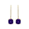 Thumbnail Image 2 of Cushion-Cut Amethyst & Diamond Drop Earrings 1/10 ct tw 10K Yellow Gold