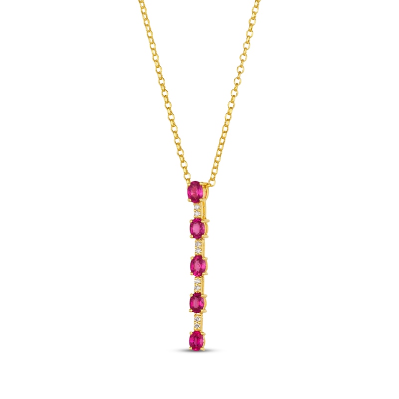 Main Image 1 of Le Vian Ruby Drop Necklace 1/20 ct tw Diamonds 14K Honey Gold 19&quot;