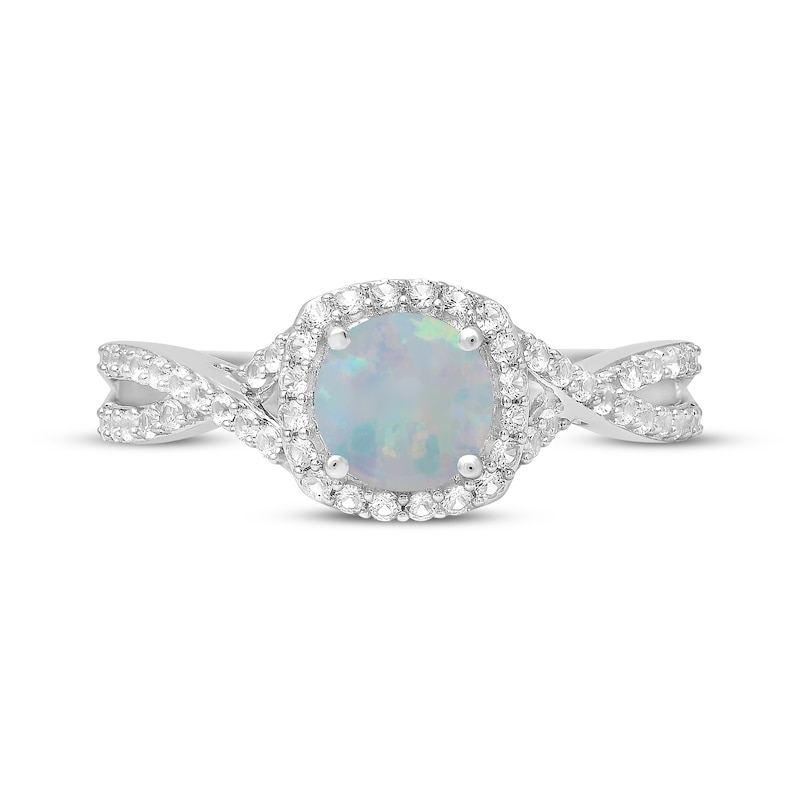 Lab-Created Opal & White Lab-Created Sapphire Ring Sterling Silver | Kay