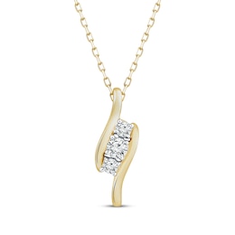 Three-Stone Diamond Swirl Necklace 1/4 ct tw 10K Yellow Gold 18&quot;