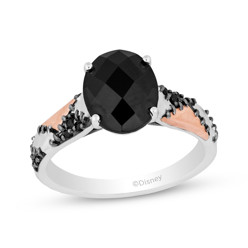 Main Image 1 of Disney Treasures The Nightmare Before Christmas Onyx Diamond Ring 1/20 ct tw Sterling Silver & 10K Rose Gold