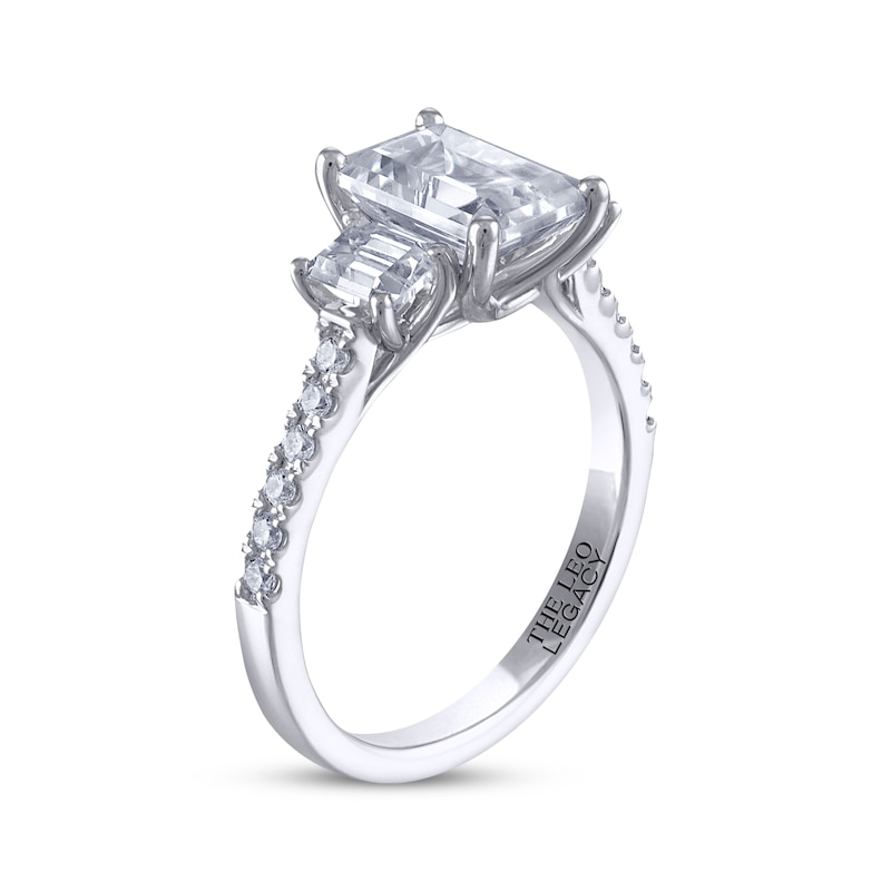 Main Image 2 of THE LEO Legacy Lab-Grown Diamond Emerald-Cut Three-Stone Engagement Ring 2-7/8 ct tw 14K White Gold