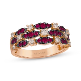 Le Vian Venetian Mosaic Ruby Ring 1/3 ct tw Diamonds 14K Strawberry Gold