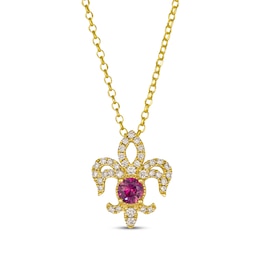 Le Vian Ruby Royalty Fleur-de-Lis Necklace 1/3 ct tw Diamonds 14K Honey Gold 19&quot;