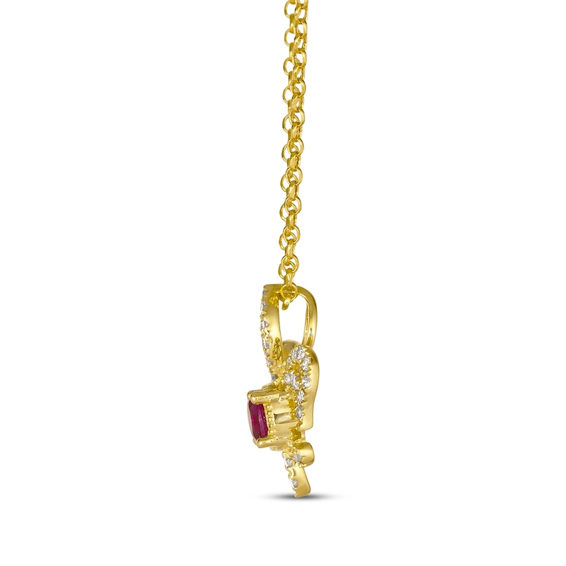 Main Image 2 of Le Vian Ruby Royalty Fleur-de-Lis Necklace 1/3 ct tw Diamonds 14K Honey Gold 19&quot;