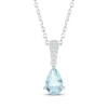 Thumbnail Image 0 of Pear-Shaped Aquamarine & Diamond Necklace 1/20 ct tw 10K White Gold 18"