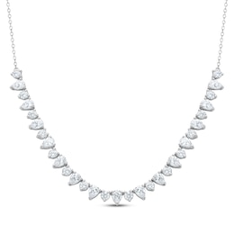 KAY Lab-Grown Diamonds Pear-Shaped & Round-Cut Riviera Necklace 3 ct tw 10K White Gold 17&quot;