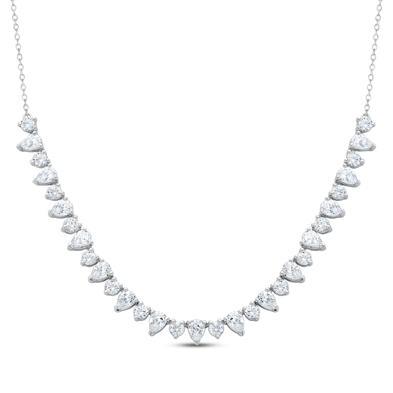 Lab-Grown Diamonds by KAY Pear-Shaped & Round-Cut Riviera Necklace 3 ct tw 10K White Gold 17"