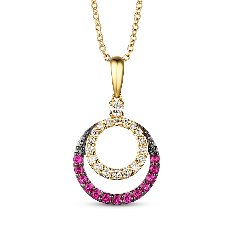 Le Vian Diamond & Ruby Necklace 1/4 ct tw Diamonds 14K Honey Gold 18"