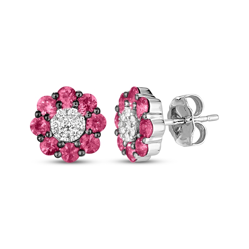 Main Image 1 of Le Vian Diamond & Ruby Stud Earrings 1/10 ct tw Diamonds 14K Vanilla Gold