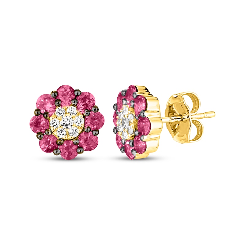 Main Image 1 of Le Vian Diamond & Ruby Stud Earrings 1/10 ct tw Diamonds 14K Honey Gold