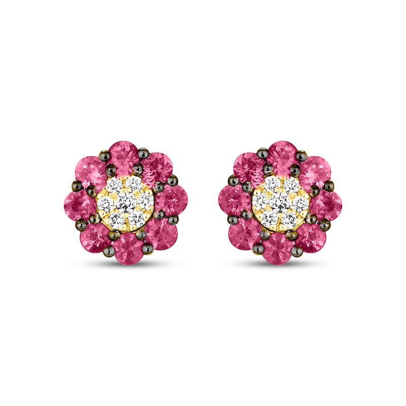 Main Image 2 of Le Vian Diamond & Ruby Stud Earrings 1/10 ct tw Diamonds 14K Honey Gold