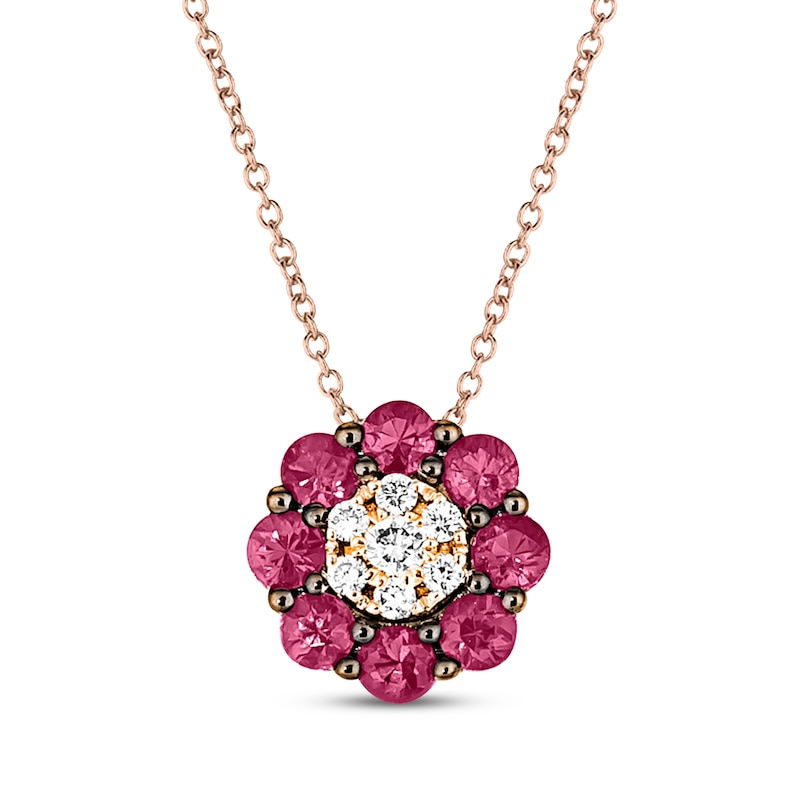 Main Image 1 of Le Vian Ruby Necklace 1/15 ct tw Diamonds 14K Strawberry Gold 18&quot;