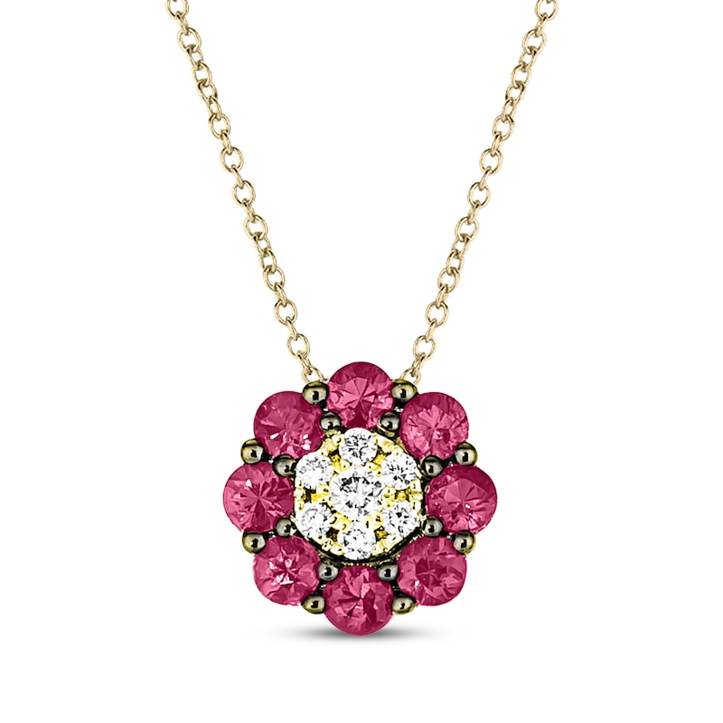 Main Image 1 of Le Vian Diamond & Ruby Necklace 1/15 ct tw Diamonds 14K Honey Gold