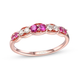 Le Vian Ruby & Diamond Stacking Ring 1/6 ct tw 14K Strawberry Gold