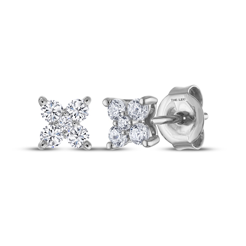 Main Image 1 of THE LEO Diamond Flower Stud Earrings 1/4 ct tw 14K White Gold