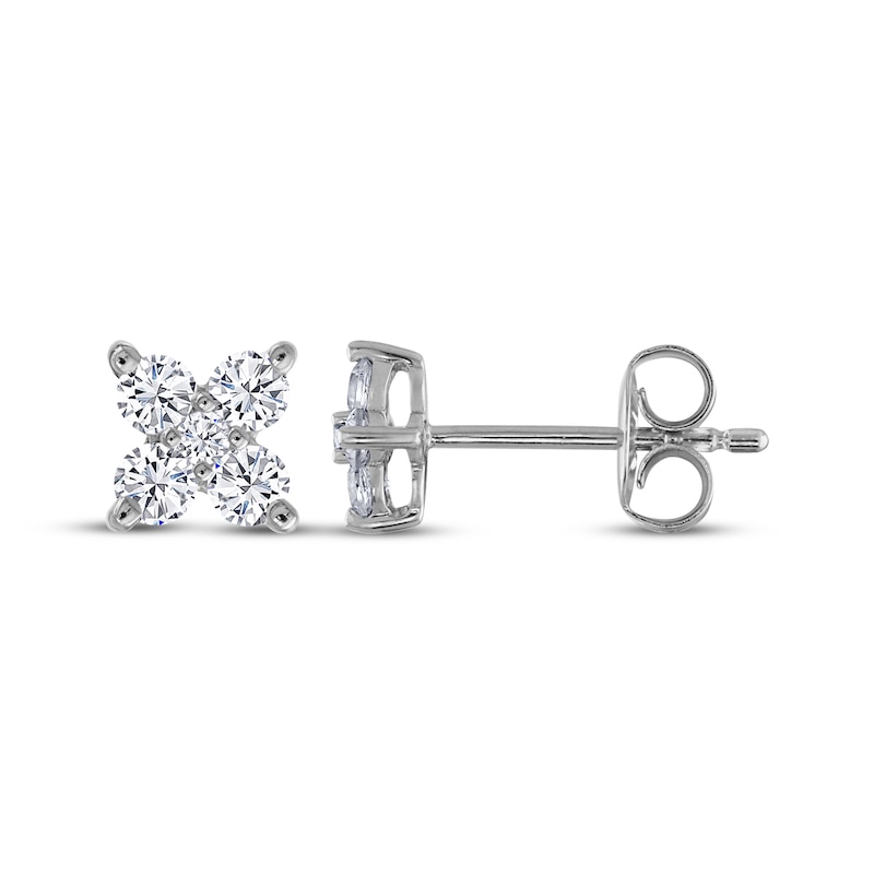 Main Image 3 of THE LEO Diamond Flower Stud Earrings 1/4 ct tw 14K White Gold