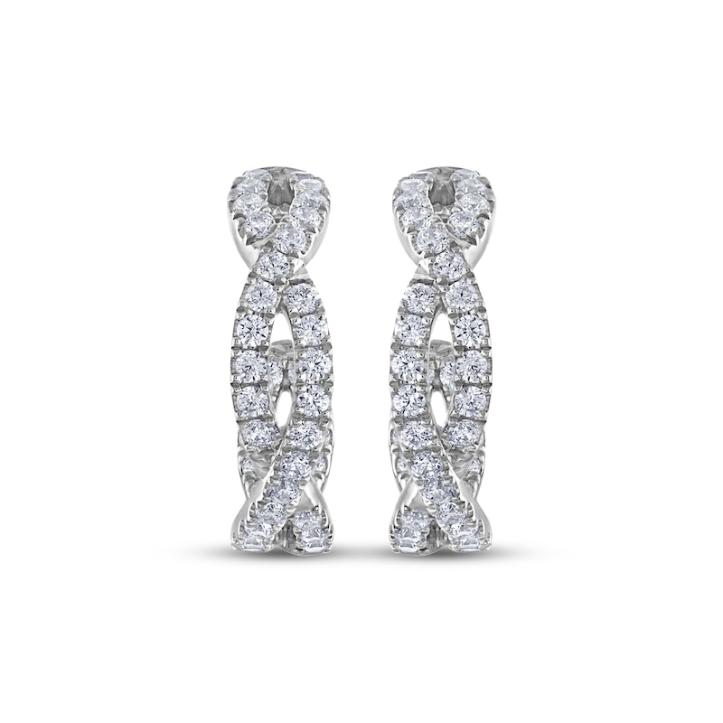 Main Image 2 of THE LEO Diamond Twist J-Hoop Inside-Out Earrings 7/8 ct tw 14K White Gold