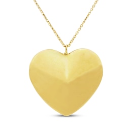 Hollow Puffed Heart Necklace 14K Yellow Gold 18&quot;