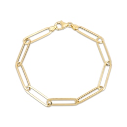 Hollow Paperclip Chain Bracelet 10K Yellow Gold 7.5&quot;