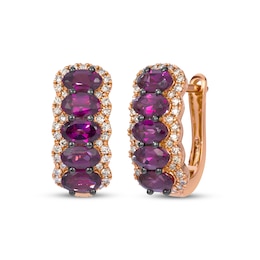 Le Vian Waterfall Oval-Cut Garnet Halo Hoop Earrings 1/3 ct tw Diamonds 14K Strawberry Gold