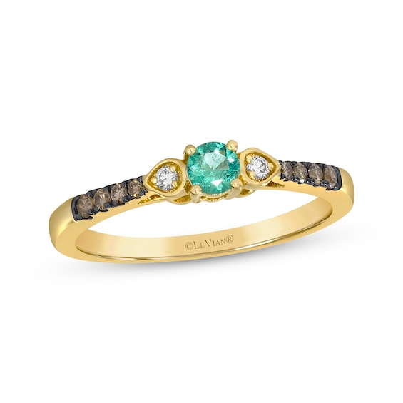 Le Vian Emerald Ring 1/8 ct tw Diamonds 14K Honey Gold