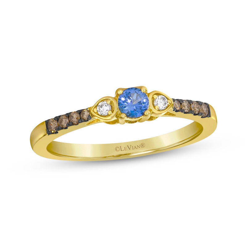 Main Image 1 of Le Vian Blue Sapphire Ring 1/8 ct tw Diamonds 14K Honey Gold