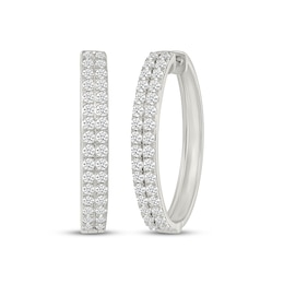 Diamond Two-Row Hoop Earrings 2 ct tw 10K White Gold