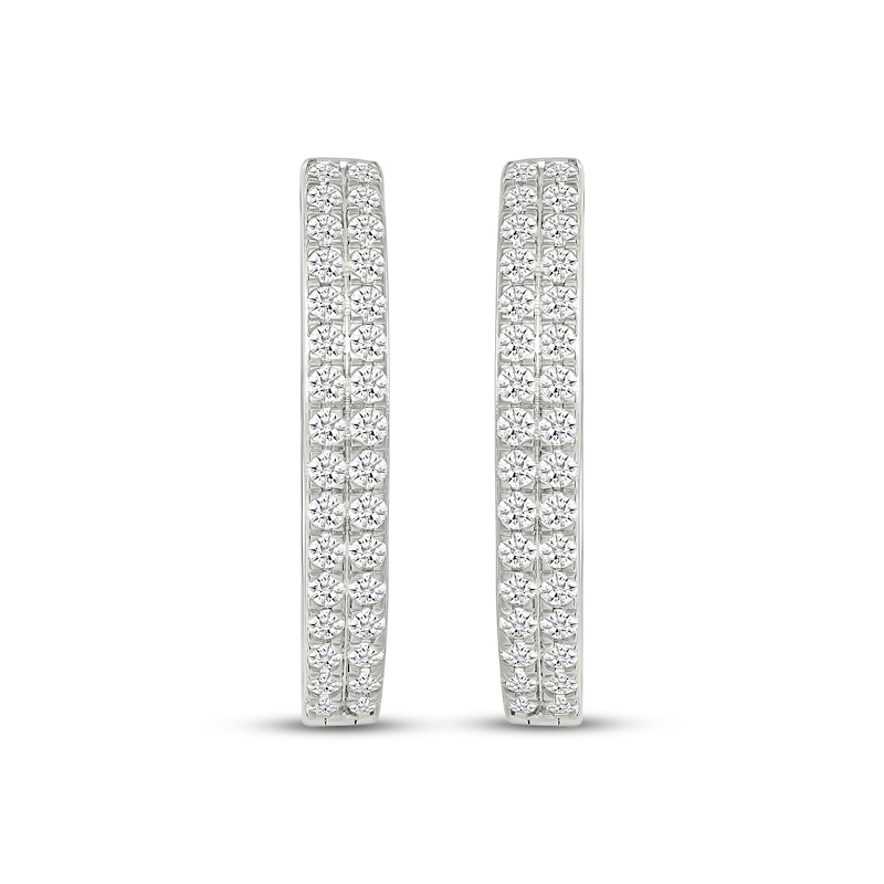 Main Image 2 of Diamond Two-Row Hoop Earrings 2 ct tw 10K White Gold