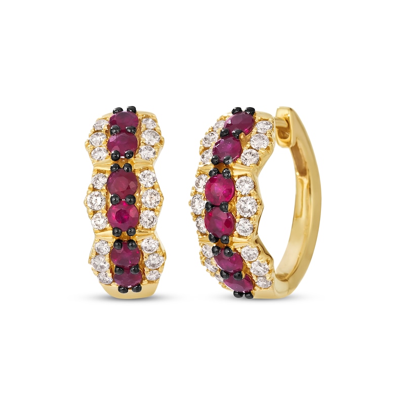 Le Vian Ruby Hoop Earrings 1/2 ct tw Diamonds 14K Honey Gold