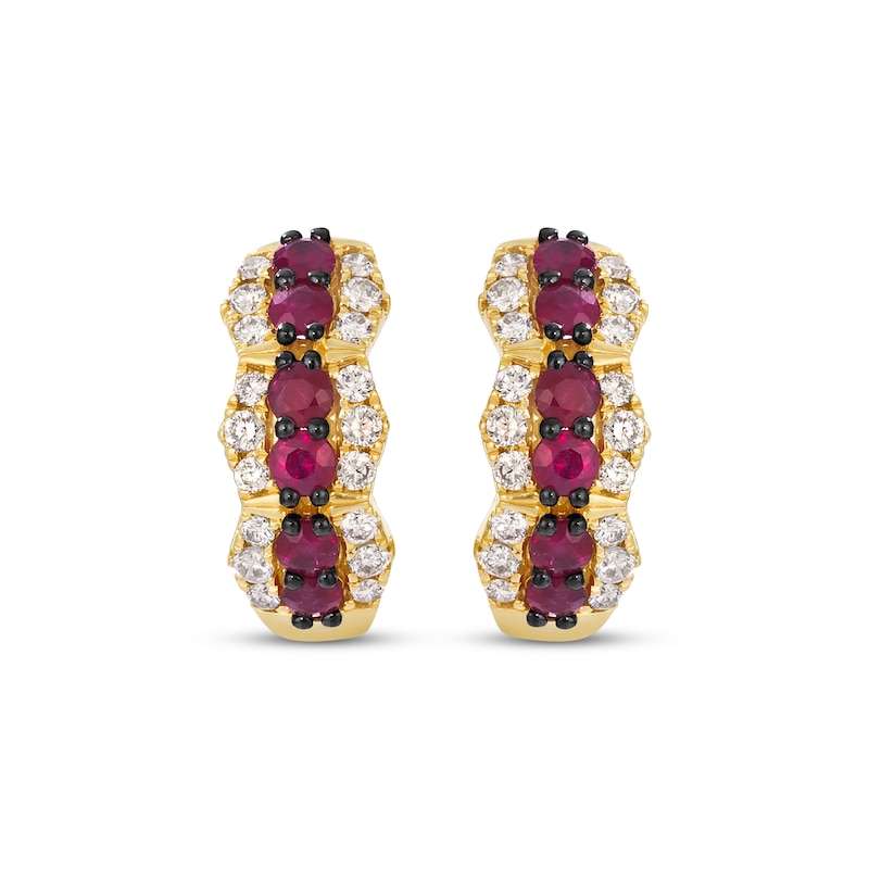 Le Vian Ruby Hoop Earrings 1/2 ct tw Diamonds 14K Honey Gold