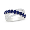 Thumbnail Image 1 of Oval-Cut Blue & White Lab-Created Sapphire Double Crossover Ring Sterling Silver