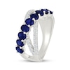 Thumbnail Image 2 of Oval-Cut Blue & White Lab-Created Sapphire Double Crossover Ring Sterling Silver