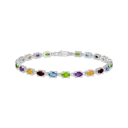 Oval-Cut Garnet, Citrine, Amethyst, Peridot & Swiss Blue Topaz Bracelet Sterling Silver 7.25&quot;