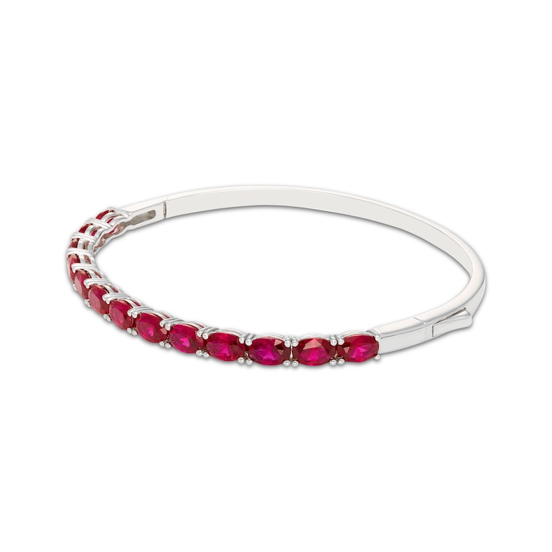 Main Image 2 of Oval-Cut Lab-Created Ruby Bangle Bracelet Sterling Silver 7&quot;