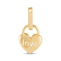 Charmed Memories &quot;Love&quot; Cutout Heart Lock Charm 10K Yellow Gold