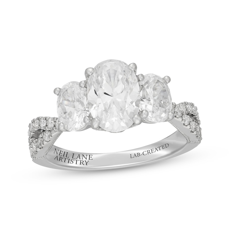 Neil Lane Artistry Oval-Cut Lab-Grown Diamond Three-Stone Ring 3 ct tw 14K White Gold