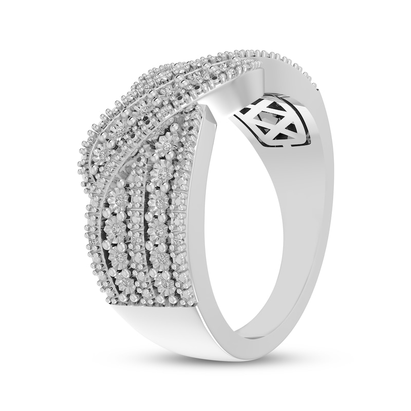 Main Image 2 of Diamond Crossover Multi-Row Fashion Ring 1/8 ct tw Sterling Silver