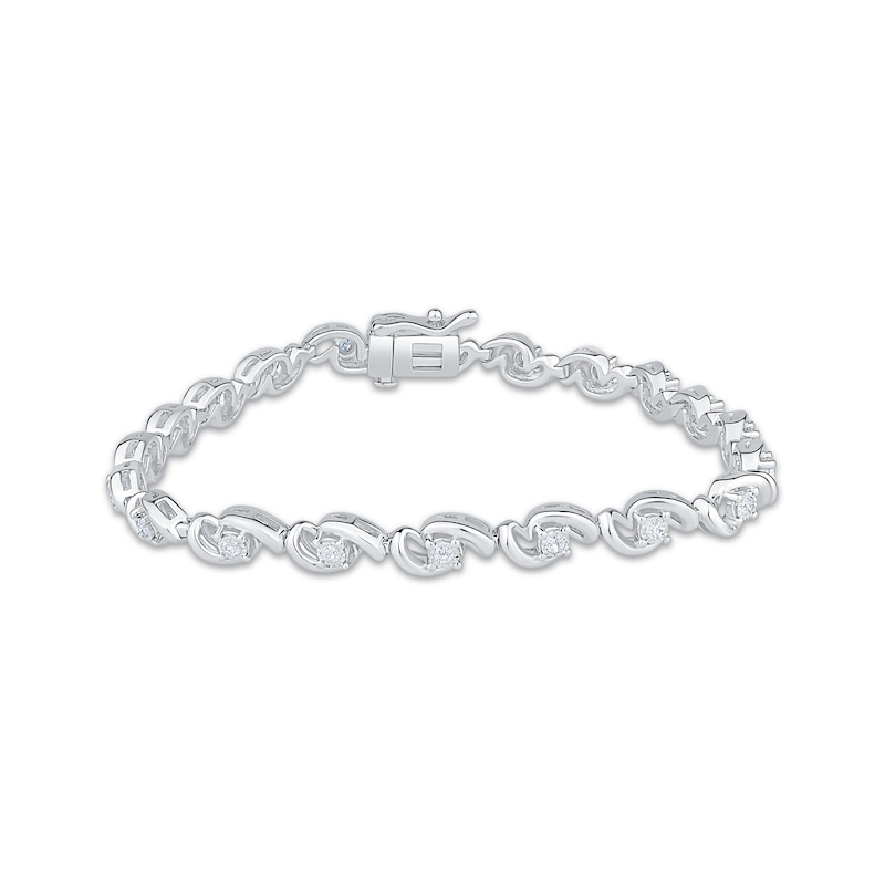 Main Image 1 of Diamond Bypass Link Bracelet 3/8 ct tw Sterling Silver 7&quot;