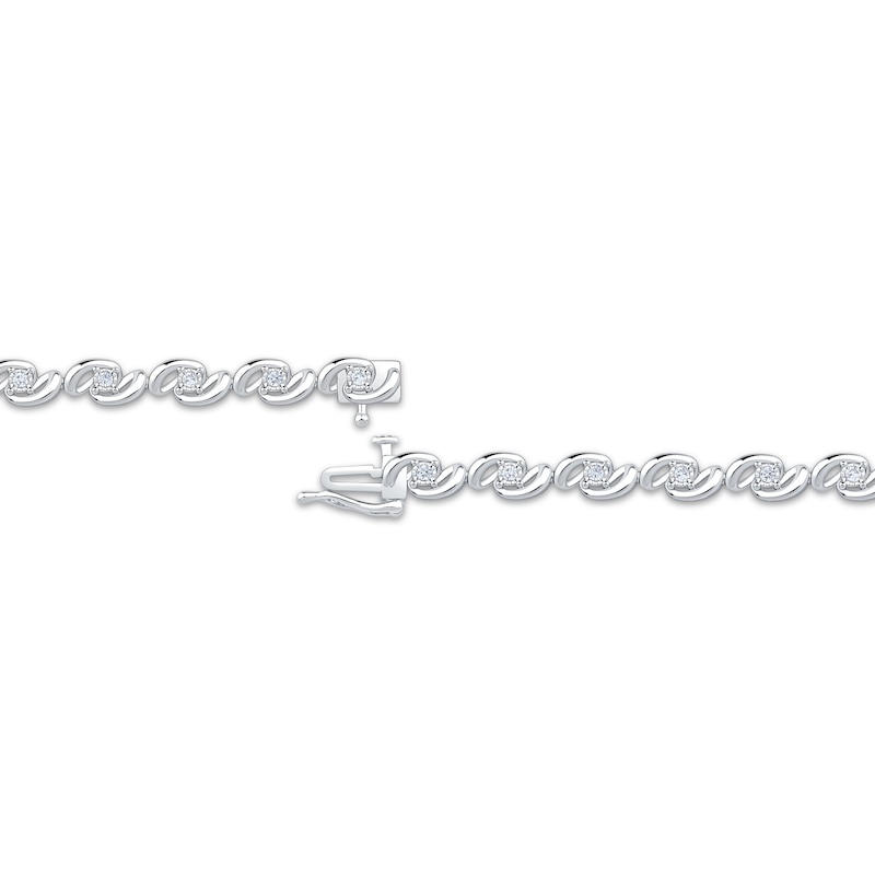 Main Image 3 of Diamond Bypass Link Bracelet 3/8 ct tw Sterling Silver 7&quot;