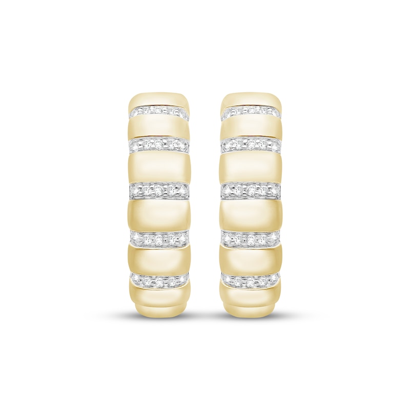 Main Image 2 of Diamond Stripe Hoop Earrings 1/6 ct tw 10K Yellow Gold